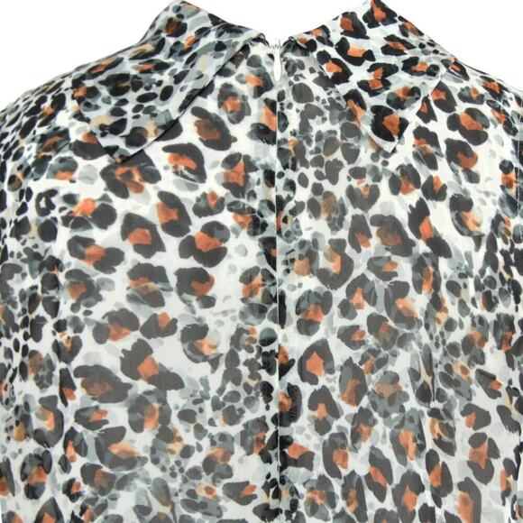 New Sharagano Women's Leopard Print Mock Neck Lightweight Chiffon Mini Dress - Picture 4 of 6